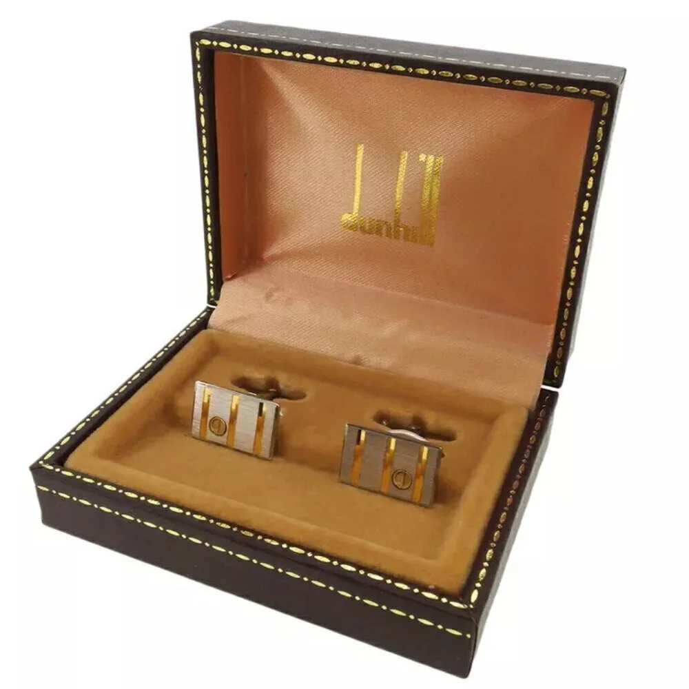 dunhill cuff d mark Silver & Gold Hardware Authentic Used